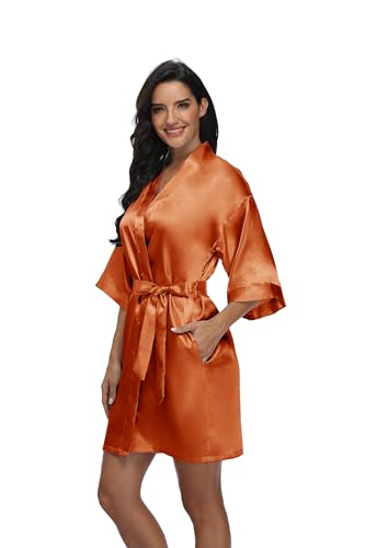 Image of Women's Pure Short Silky Robes Bridesmaid Bride Party Satin Robes Sleepwear