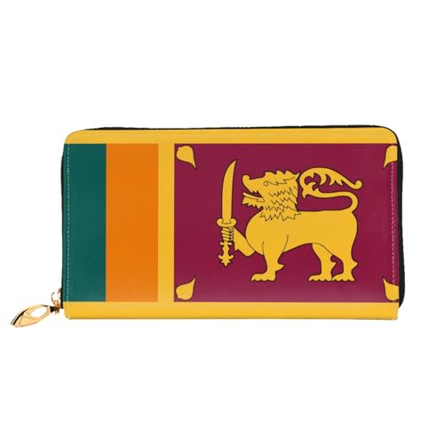 Sri Lanka Flag Long leather wallet - with zipper - portable and waterproof, suitable for office, study and daily use