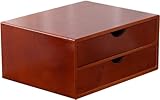 noxozoqm Pine Wood Desk Organizers With Drawer, Wooden Storage Box, A4 Flat File Cabinet, School Office Supplies Drawer Desk Accessories(Color:A,Size:2 layers)
