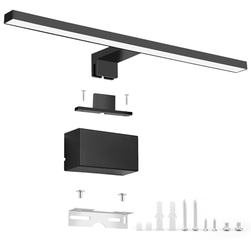 NBEASTKEY 42 LED Noir Lampe Miroir Salle de Bain, 8W 45CM 480LM ABS Lampe Miroir Étanche, Lumiere Murale Maquillage Salle de Bain 4000K IP44 Vanité Éclairage