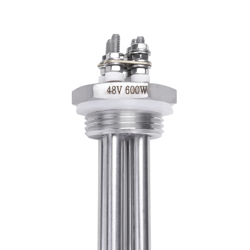 DERNORD Heizelement 48V 600W 1 Zoll DN25 BSP Heizstab Edelstahlflansch with Silikonring Doppel U Typ