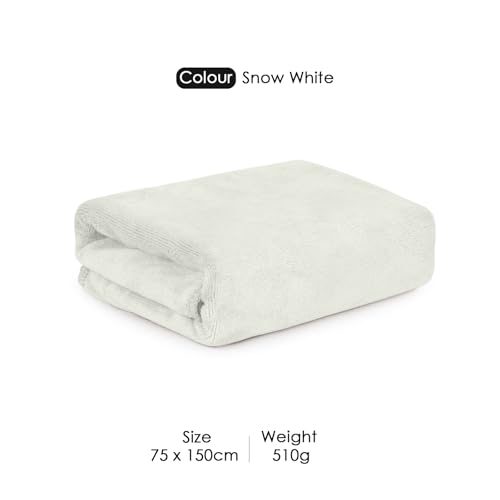 Image of HOUSSE Premium Microfiber Bath Towel - Extra Large 75x150cm Quick Dry Towels for Women Men & Kids | Super Soft Plush 550 GSM | Ultra Absorbent for Home Swimming Sports & Travel (White)
