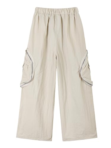 Image of Rolanko Parachute Pants for Girls Y2K Cargo Trousers with Pockets Harajuku Jogger Pants Kids 4-14 Years