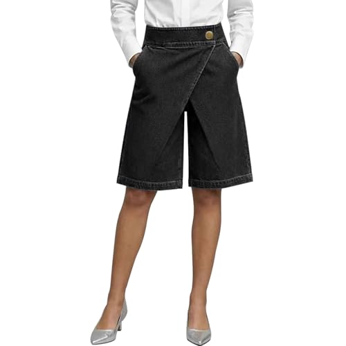 Bermuda short en jean noir taille haute qui galbe la silhouette avec confort
