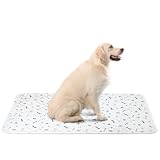 TiTiSNUGY 洗えるペットシーツ ペット用おしっこマット ペットマット 中型～大型犬・猫用トイレマット 四重構造で漏れ防止/滑り止め/超吸収 丸ごと洗える 繰り返し使える 速乾/制菌 介護(ホワイト100x70cm 2枚 骨柄)