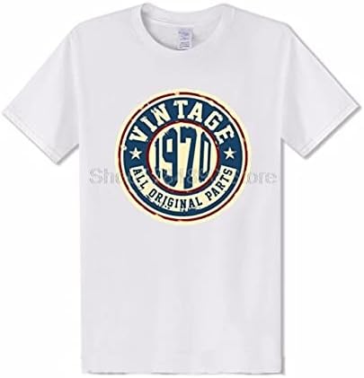 T Shirts - Black Classic 70's Clothing Vintage 1970 T shirts men Father's day gift T-shirt dad's Birthday tshirt Retro Tops Tee shirt (White L)