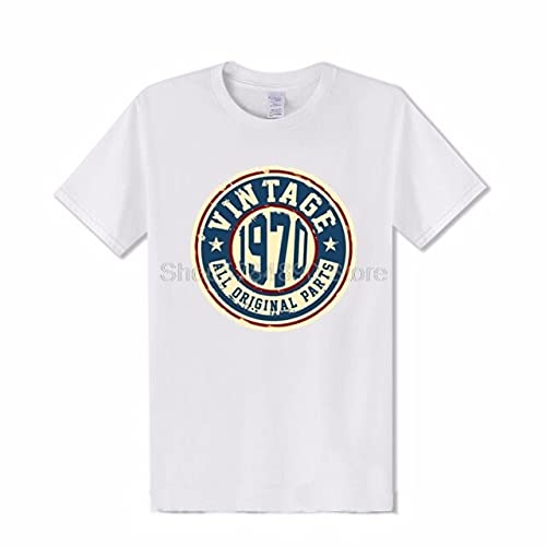 T Shirts - Black Classic 70's Clothing Vintage 1970 T shirts men Father's day gift T-shirt dad's Birthday tshirt Retro Tops Tee shirt (White L)
