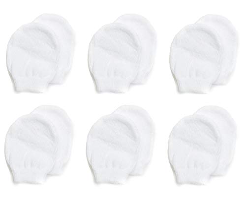 Image of Lightweight Summer Mittens for Newborns by Nurses Choice (6 Pairs of White Cotton No Scratch Mittens)