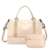 Kit 2 Bolsa Mala Para Viagem Academia Multifuncional De Grande Capacidade De Camada Dupla(Bege)