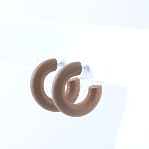 2 Pairs Wooden Open Hoop Stud Earrings For Women, Small 20Mm Colored Wood Lightweight Earrings #TOP1