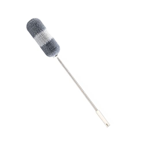 Image of Barebeauty Microfiber Feather Duster with Extendable Pole, 100 inch Telescoping Cobweb for Cleaning, Bendable Head, Washable Duster for Ceiling, Fan, Furniture (Grey White)