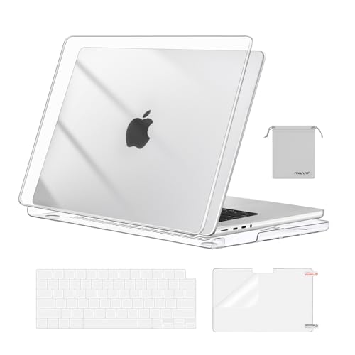 Image of MOSISO Compatible with MacBook Pro 16 inch Case 2025 2024 2023 2022 2021 M4 M3 M2 M1 A3403 A3186 A2991 A2780 A2485 Pro Max, Plastic Hard Shell&Keyboard Cover&Screen Film&Storage Bag, Crystal Clear
