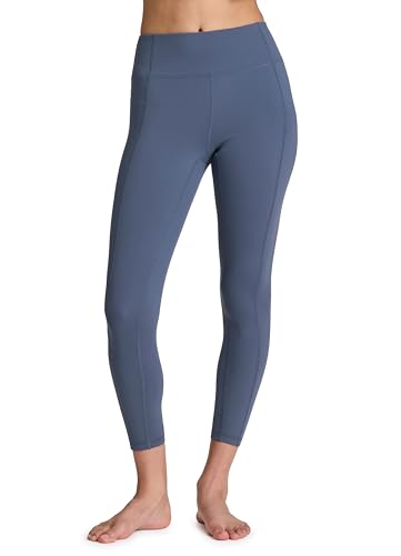 RBX Leggings suaves a prueba de sentadillas 7/8 para mujer, mallas de correr de cintura alta hasta el tobillo con detalle de costuras, Índigo Victoria, Medium