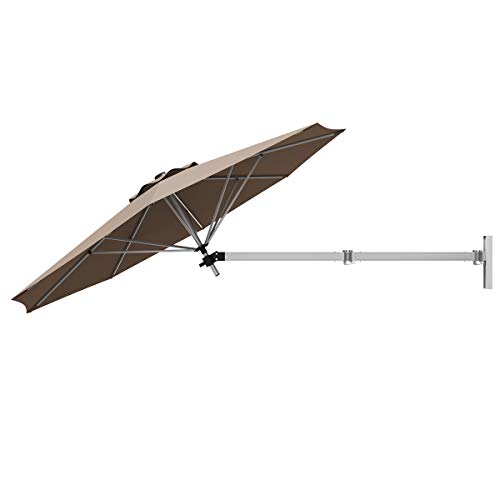 GOPLUS Sombrilla de Pared Ø250 cm, Parasol Ajustable para Exterior, Paraguas Plegable y Inclinable, Sombrilla Impermeable con Protección Solar, para Jardín, Terraza, Patio, Balcón (Marrón)