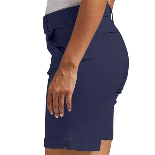 Women's Mid Rise Slim Fit Chino Bermuda Shorts Ultra Lux Comfort Walking Super Comfy Business Casual Pants4