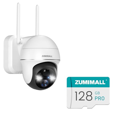 ZUMIMALL 2K Security Camera Outdoor Wireless WiFi with 360° PTZ, Battery Powered Wireless Cameras for Home Surveillance, 128GB SD Card for Security Cameras