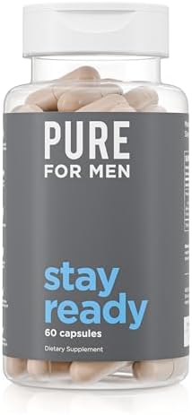 Pure for Men Original Cleanliness Stay Ready Fiber Supplement | Helps Promote Digestive Regularity | Psyllium Husk, Aloe Vera, Chia Seeds, Flaxseeds | Proprietary Formula | 60 Vegan Capsules
