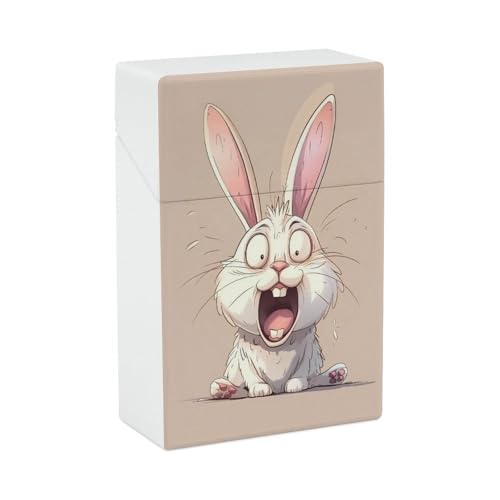 Screaming Rabbit Cigarette Case -Pack, King Size Holder Box for 20 Regular Cigarettes, Hard Shell Flip-Top Smoking Accessories