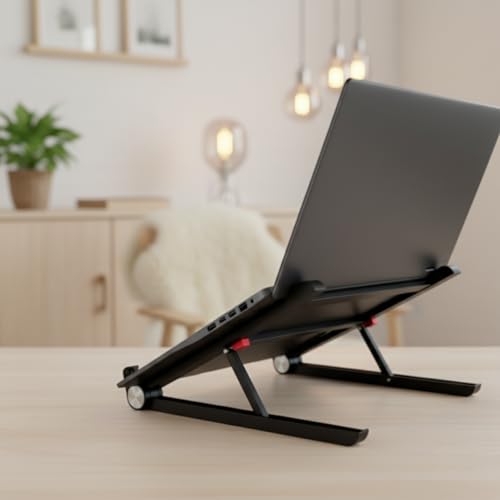 Medi Body Laptopständer höhenverstellbar & faltbar – ergonomischer Notebookständer für Schreibtisch und Homeoffice, rutschfest, bis 17,3 Zoll