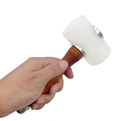 Leather Carving Hammer Mallet Wood Handle Nylon Hammer Mallet for Leathercraft Leather Carving DIY Leathercraft Mallet, Nylon T Head Wood Handle 7.4 Inch thumbnail 5