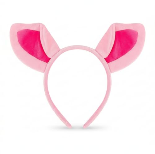 GAFATORY Pink Pig Ears Headband Plush Head Band Piggy Ear Headband for Women Animal Hairband for Washing Face Farmer Theme Headbands Animal Hair Accessories
