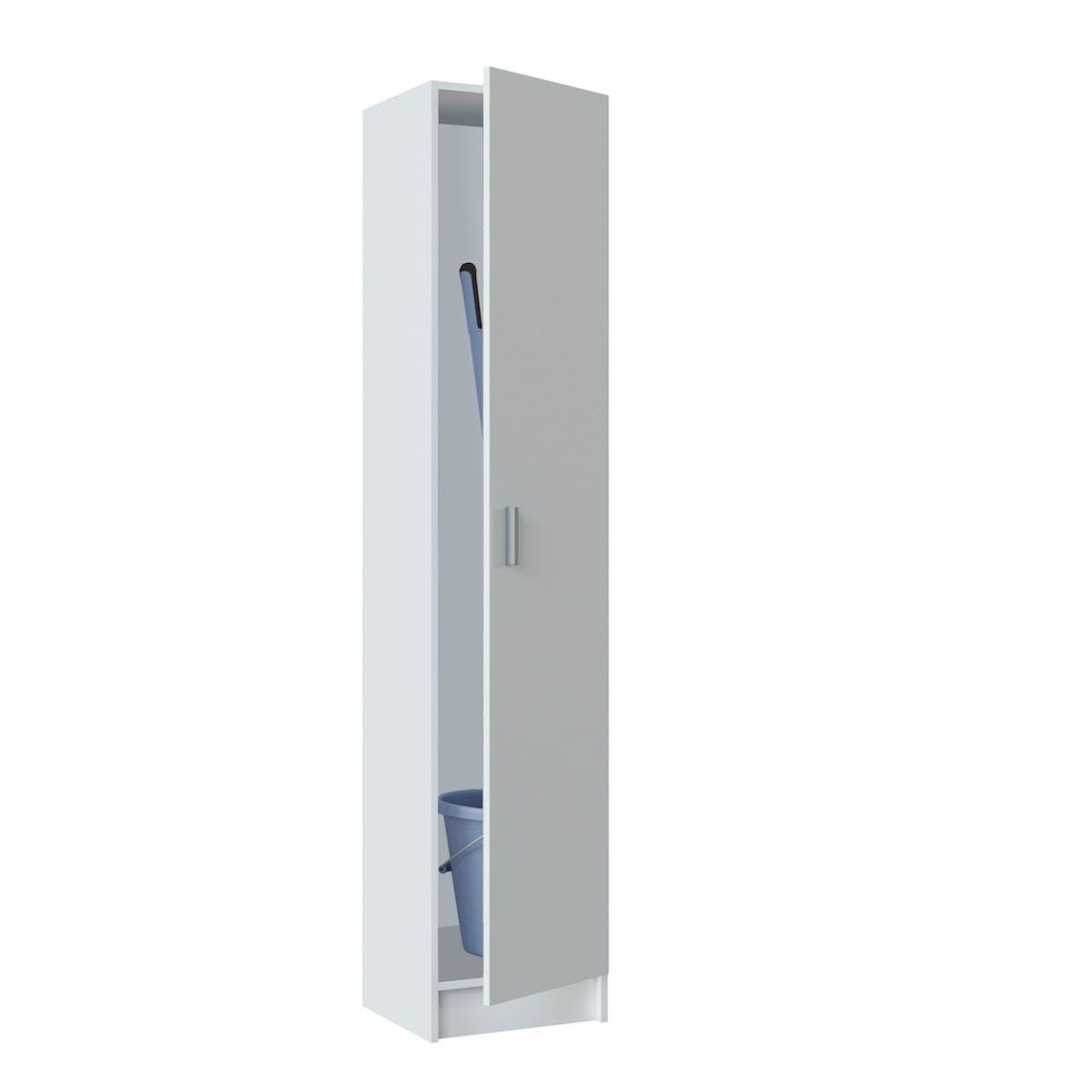 Trentiner Armadio multiuso H: 180 cm L: 37 cm bianco con un'anta, ripiani regolabili e apertura reversibile | Creta