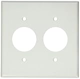 Leviton 88052 2-Gang Single 1.406-Inch Hole Device Receptacle Wallplate, Standard Size, Thermoset, Device Mount, Midway Size, White