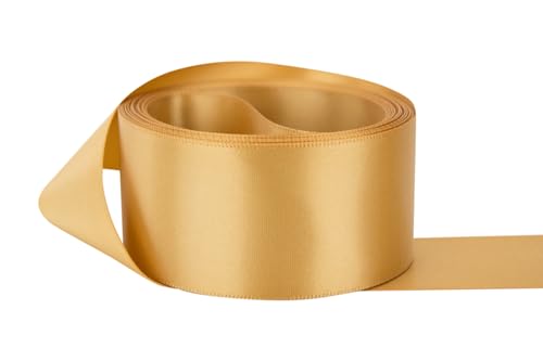 Image of Ribbon Bazaar Double Faced Satin - Premium Gloss Finish - 100% Polyester Ribbon for Gift Wrapping, Crafts, Scrapbooking, Hair Bow, Decorating & More - 7 /8 inch Camel 50yd Spool