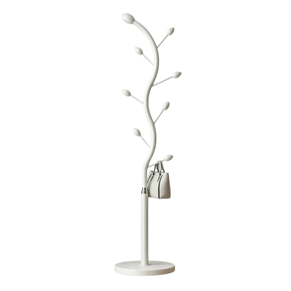 HRGKLMN Freestanding Coat Stand Metal, Sturdy Coat Rack with Marble Base 8 Hooks, Modern Wardrobe for Hallway Bedroom, Simple Coat Hanger Stand for Living Room,Weiß,weißer Sockel