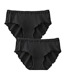 [ニッセン] レギュラー ショーツ セット 2枚組 まるでＮＯパン ノーパン オーガニックコットン 100% リブ ゆったり 締め付けない インナー レディース 大きいサイズ M~L 黒