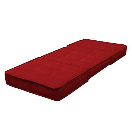 Puff Cama Solteiro Dobrável Camilla Veludo Masserati Vermelho - Global