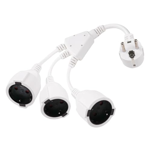Rallonge multiprise étanche 3 prises câble extension blanc 16A 3680W pour maison bureau extérieur
