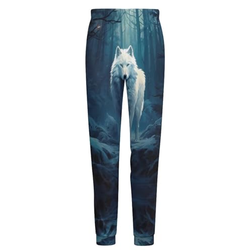 White Wolf Men's Pajamas Casual Sleep Pants Sweatpants Soft Sleepwear for Home4