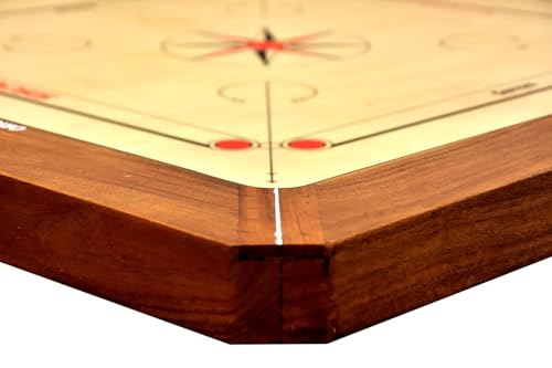 SISCAA Champion Sure Slam Premium Carrom Board 20Mm Fast English Birch Ply Best Carrom Board (Includes Sureslam Coin Set and Genius Striker), Kid, Brown