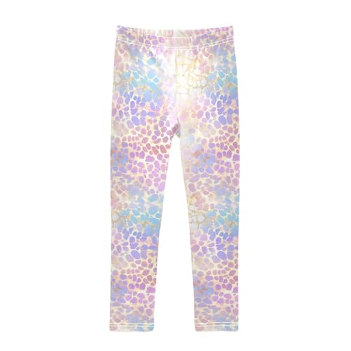 Holographic Leopard Print on Gradient Copper Kids Baby Girls Cotton Pants Soft High Waisted Leg Yoga Pants Sports