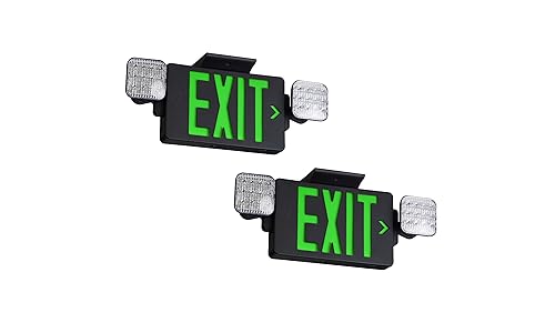 Image of TANLUX Black Housing Exit Sign with Emergency Lights, LED Emergency Exit Light with Battery Backup, UL Listed, Commercial Emergency Lights Combo for Business - 2 Pack