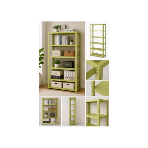 Image of Modern Metal Storage Rack Shelf for Home Decor, Living Room Office Heavy Duty Multi-Purpose Organizer,Plant Stand & Display Rack 4 /5 /6 Shelf Optionsbin (Pista, Large 60H-24L-12W INCH 6 shelf)