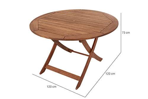 Mesa Dobrável Redonda de Madeira para Varanda Área Externa 120 cm Dobrável Oppa Design - Jatobá