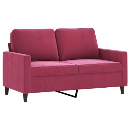 vidaXL Sofagarnitur 4-TLG., Sessel Couch mit Kissen Fußhocker, Sofa Wohnzimmersofa mit Armlehnen, Couchgarnitur Designsofa Sitzmöbel Polstermöbel, Weinrot Samt – Bild 5
