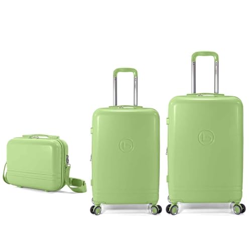 BENZI Juego de Maletas BZ5827V-60/50, 2 Piezas Rígidas Extensibles ABS y Neceser, Cabina 50 cm y Mediana 60 cm, 4 Ruedas Dobles, Cerradura de Combinación, Verde