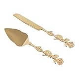 ZENGRICE Juego de cuchillos para tartas y servir, de acero inoxidable, con pala para tartas y espátula para servir, hoja afilada, para bodas, cumpleaños, celebraciones, tartas, postres, accesorios