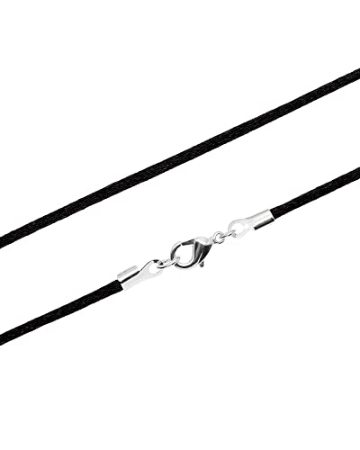 2mm Satin Silk Cord Necklace Chain for Pendant with Durable Silver Clasp - 16" 18" 20" for Men and Women2