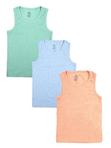 Image of KiddoPanti Boys 100% Cotton Vest Pack of 3 | Cotton 1x1 Rib Knit Sleeveless Innerwear | Soft & Breathable Kids Vest