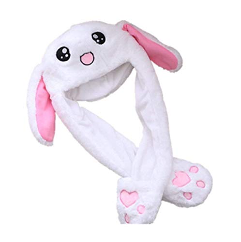 FORLADY Animal Oreja Sombrero Juguete Sombrero de Conejito de Peluche Gorra de Conejo de Divertido Gorro con Orejas Moviles Gorro Conejo Mueve Orejas Cosplay Regalo De Cumpleaños?Conejo blanco?