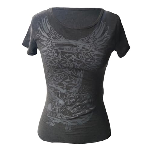 Women Grunge Graphic Short Sleeve Tees Y2k Gothic Crew Neck T Shirts Vintage Aesthetic Emo Top 90s E-Girls Clothes3
