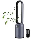 Echos® Turmventilator sehr leise Standventilator energiesparend Bodenventilator mit Fernbedienung Ventilator mit Kühlung Oszillierend 24H Timer hoher Luftdurchsatz Luftreiniger mit Hepa Filter