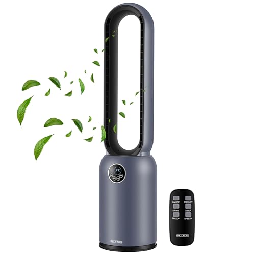 Echos® Turmventilator sehr leise Standventilator energiesparend Bodenventilator mit Fernbedienung Ventilator mit Kühlung Oszillierend 24H Timer hoher Luftdurchsatz Luftreiniger mit Hepa Filter