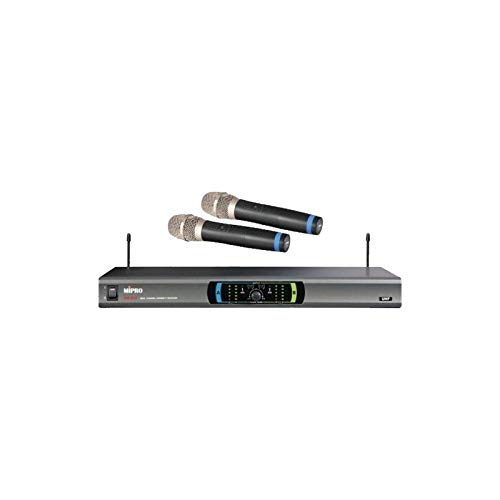 Mipro MR-823 Dual Hand Wireless Microphone system with receiver and two handheld microphones.