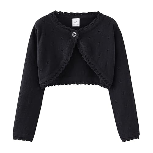 Crop Cardigan for Kids Girls Single Button 𝗥uffle Knit Sweater Lightweight Soft Cardigan Girls Long Sleeve Coat