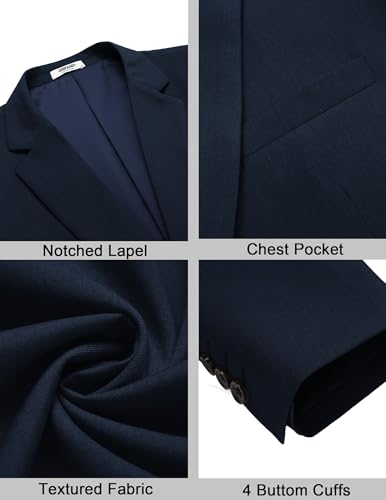 COOFANDY Mens Sport Jacket Business Casual Blazer Regular Fit Two Button Western Blazer Navy Blue